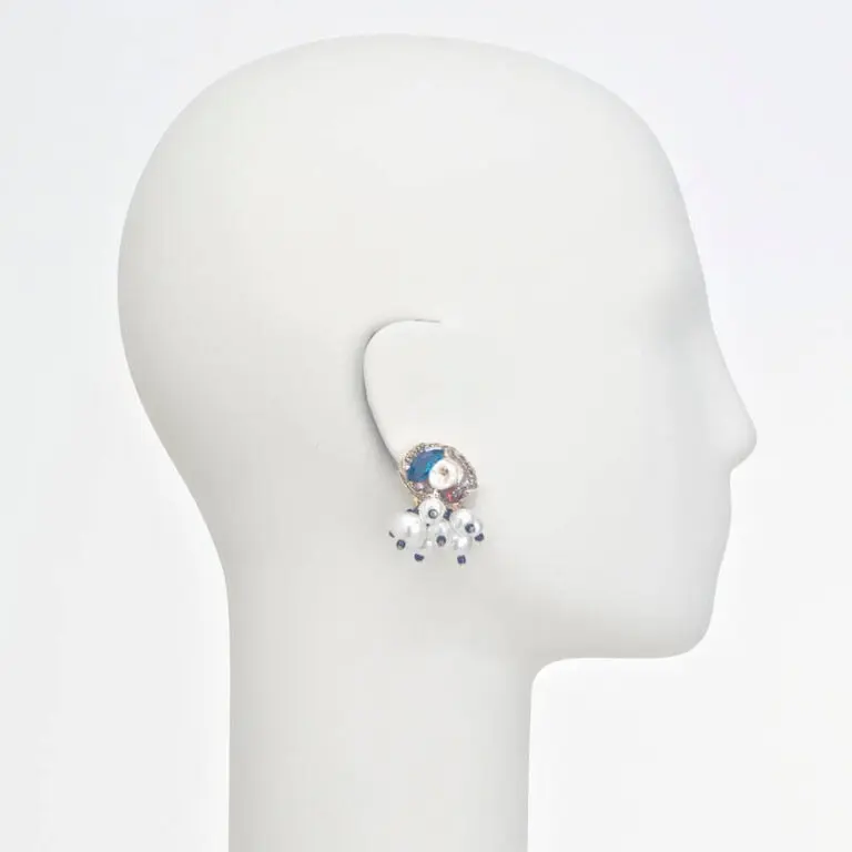 orecchino clip bianco blu