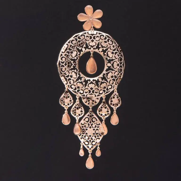 Orecchini perno pendenti arabesco chandelier oro rosa 1