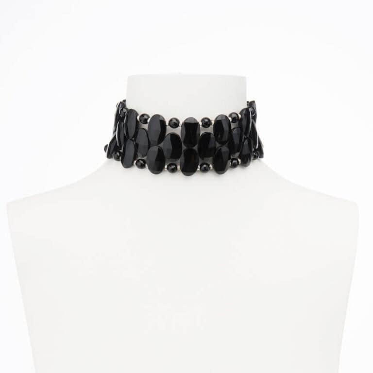 collarino chocker nero argento