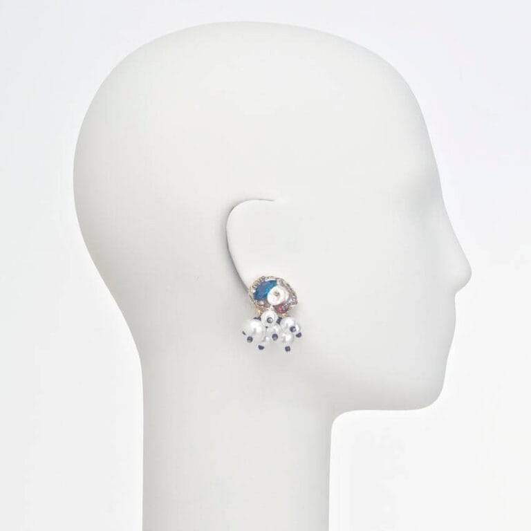 orecchino clip bianco blu