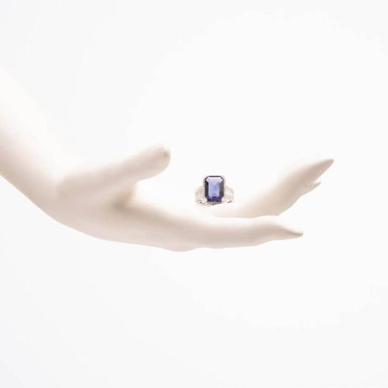 Anello pietra zaffiro tanzanite zirconi baguette 3