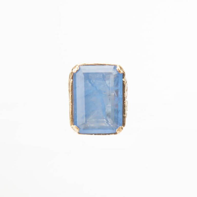 Anello argento placcato oro quarzo rettangolare blu 2