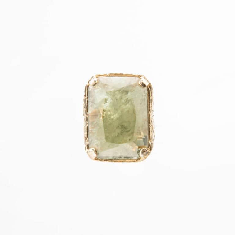 Anello argento placcato oro quarzo rettangolare verde 4