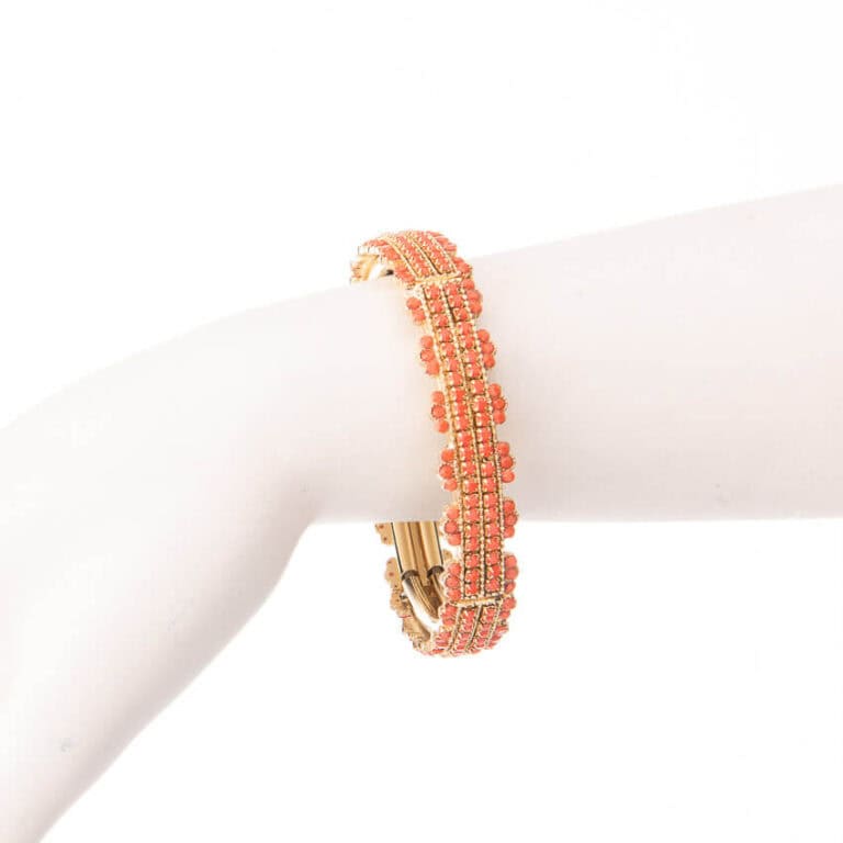 Bracciale elastico oro arancione corallo 2