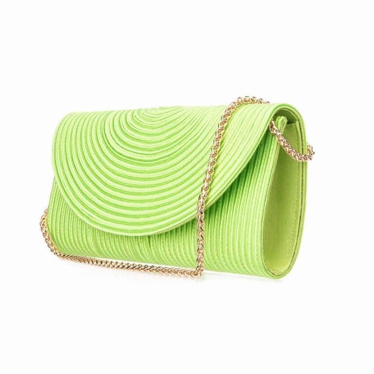 Pochette tessuto corda seta colore verde acido lime 3