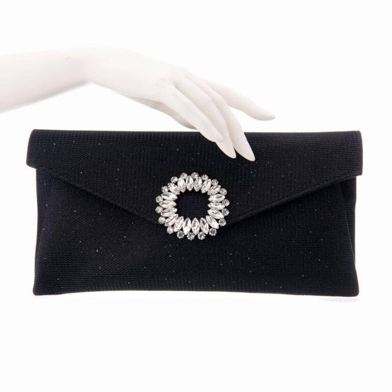 Pochette tessuto scintillante nero decorazione gioiello 2