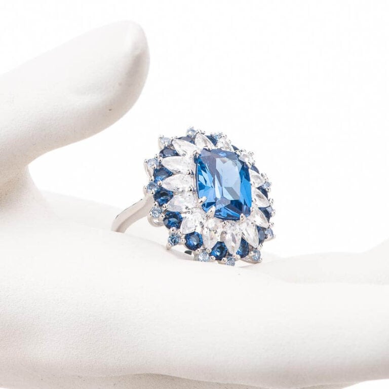 Anello bouquet zirconi blu zaffiro 1