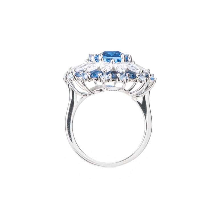 Anello bouquet zirconi blu zaffiro 4