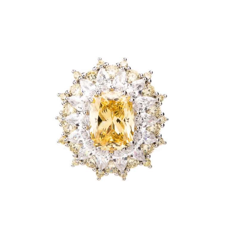 Anello bouquet zirconi giallo canary 3