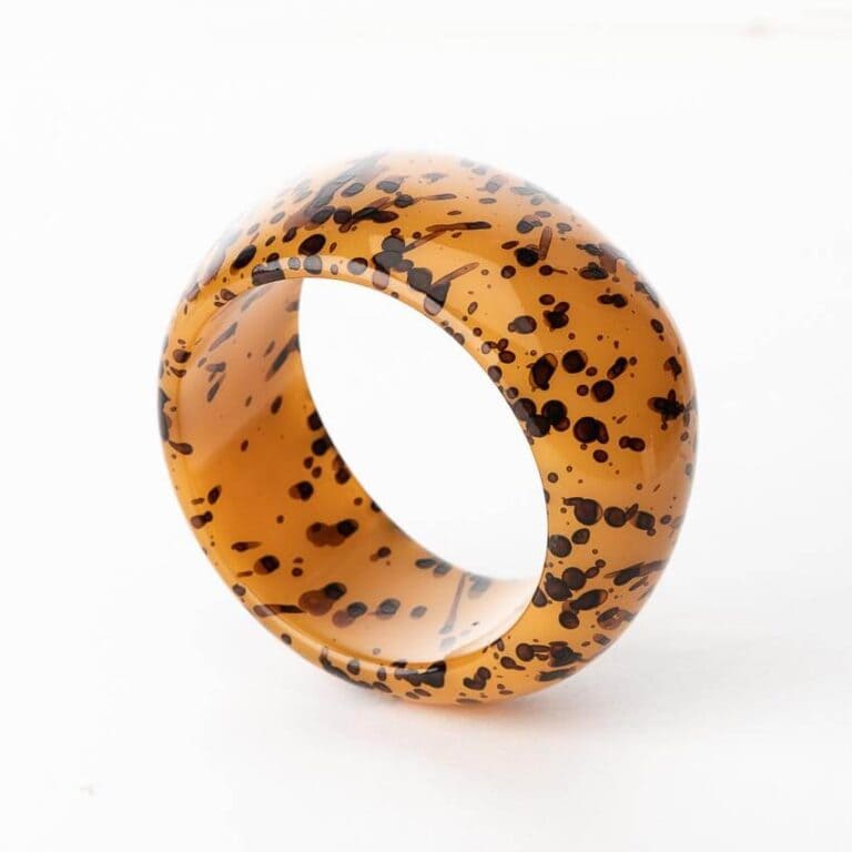 Bracciale rigido grande resina marrone fantasia animalier 2