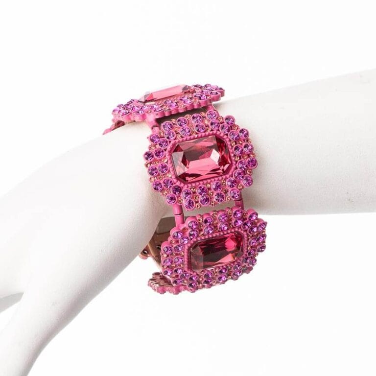 Bracciale semirigido elastico cristalli fuxia 1