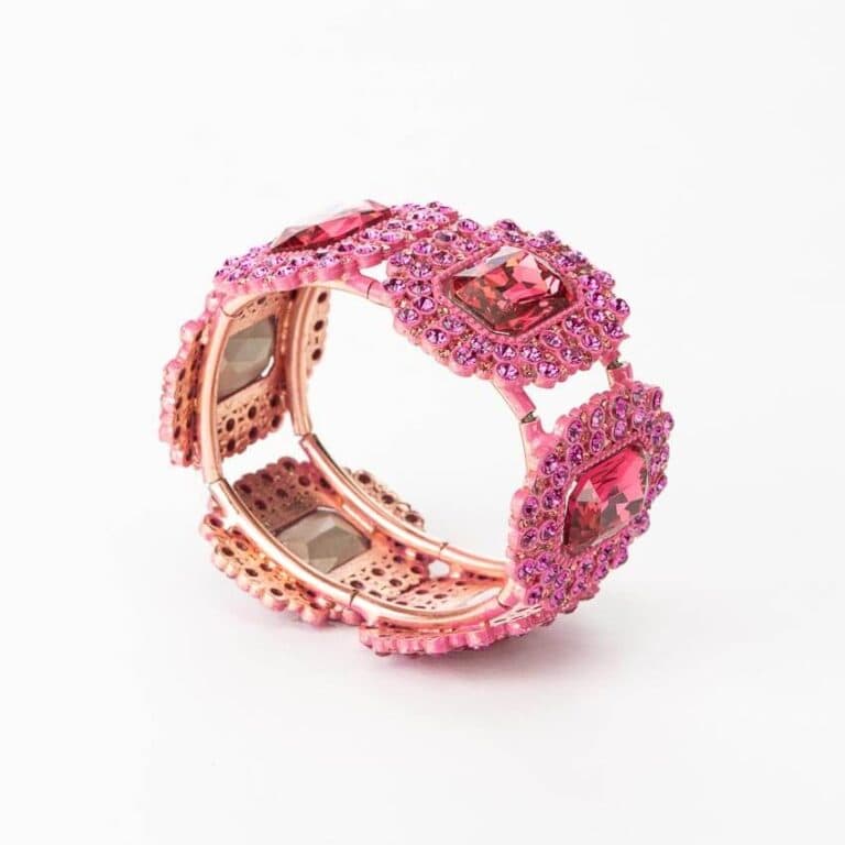 Bracciale semirigido elastico cristalli fuxia 2