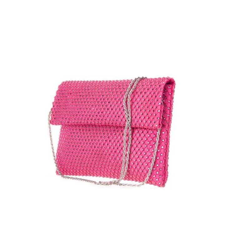 Pochette tessuto microcristalli fuxia