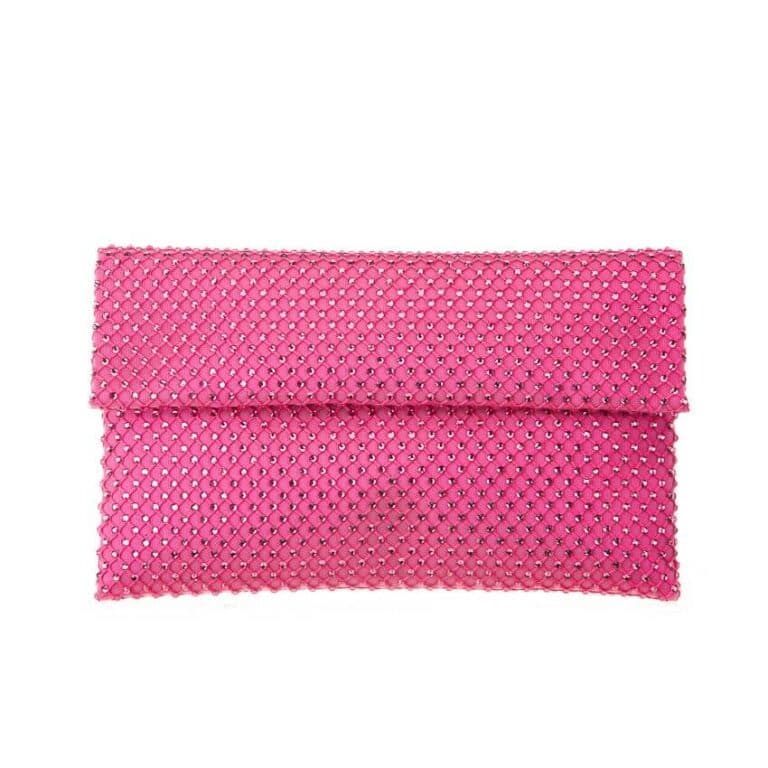 Pochette tessuto microcristalli fuxia 2