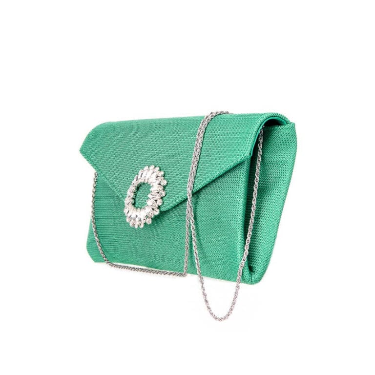 Pochette tessuto scintillante verde bandiera decorazione gioiello 1