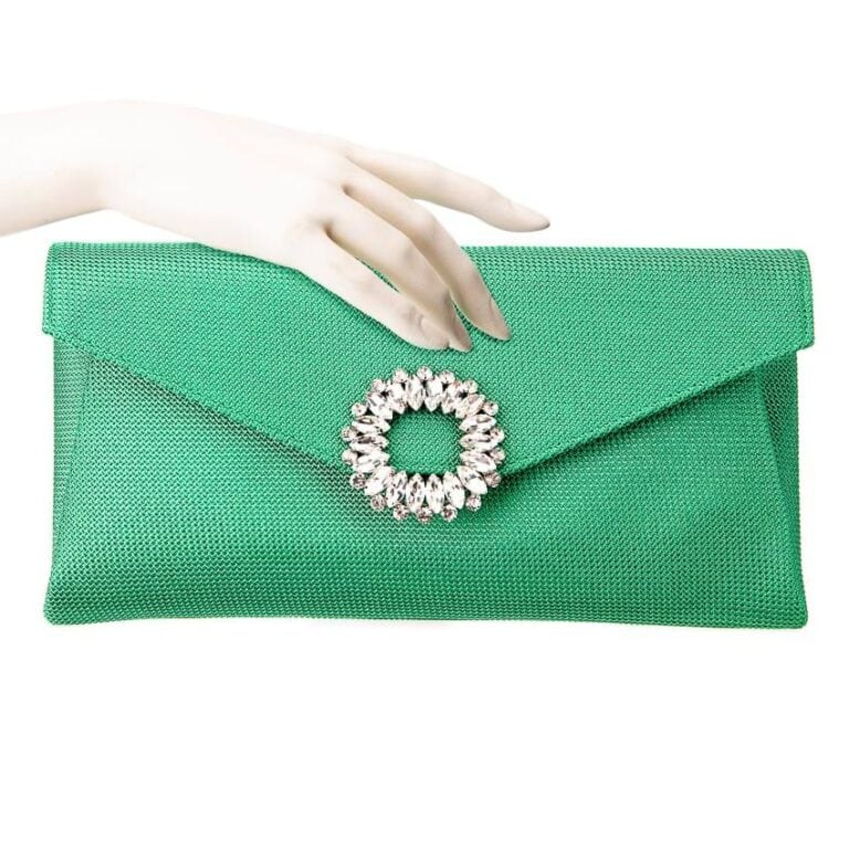 Pochette tessuto scintillante verde bandiera decorazione gioiello 3