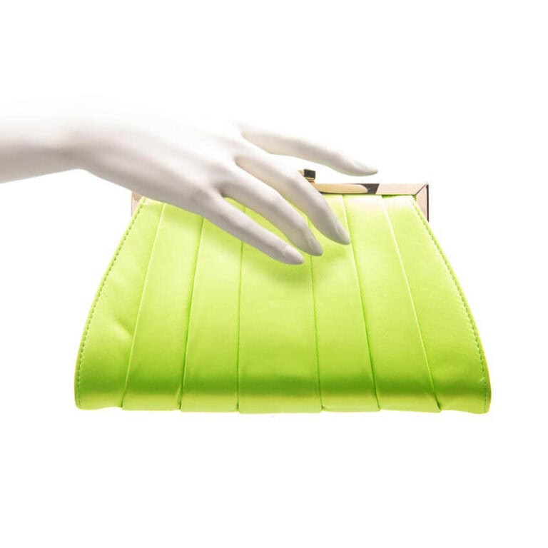 Pochette plissettata chiusura gioiello colore verde mela 2