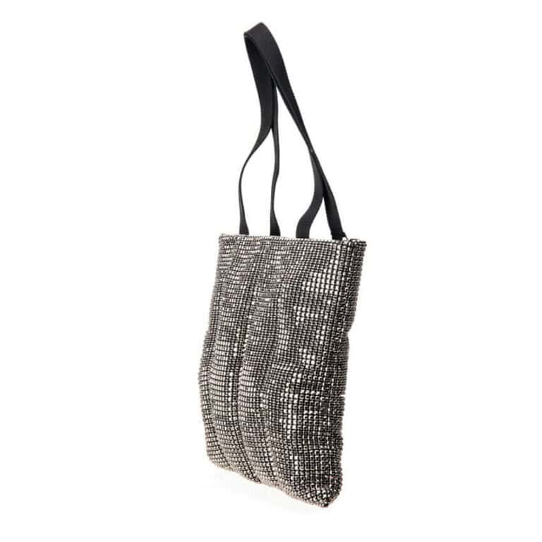 Pochette maglia cristalli argento brunito modello shopper taglia L 03