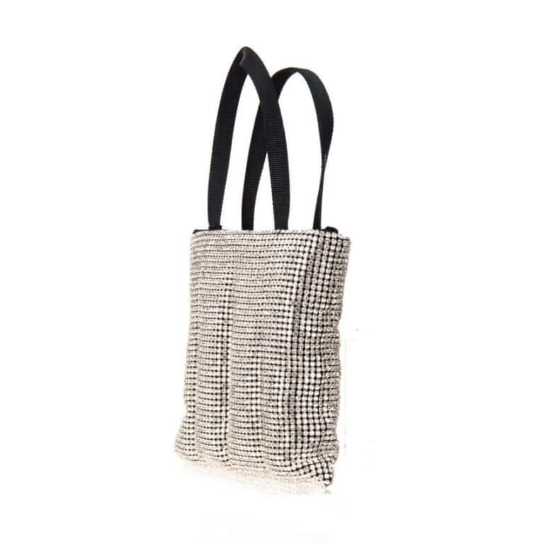 Pochette maglia cristalli argento modello shopper taglia M 03