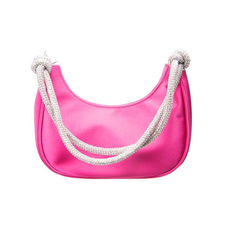 Pochette spalla manico gioiello satin fuxia 1